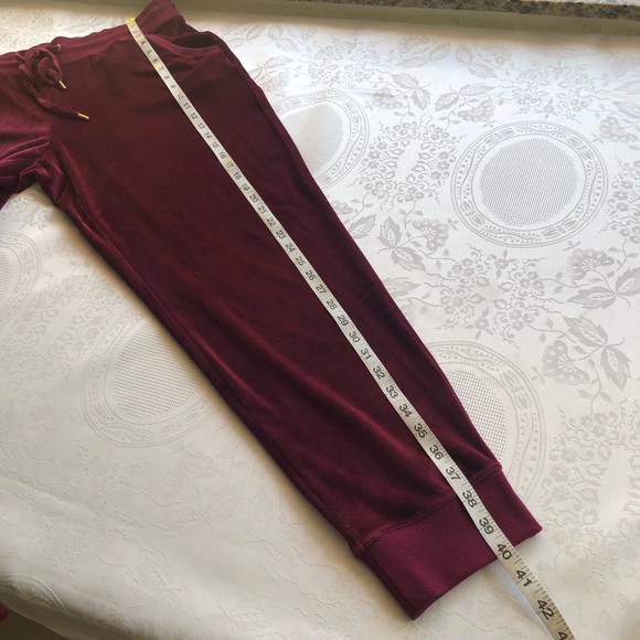 Michael Kors Burgundy Velvet Drawstring Sweatpants Women’s Size L Elastic Waist - Picture 13 of 16